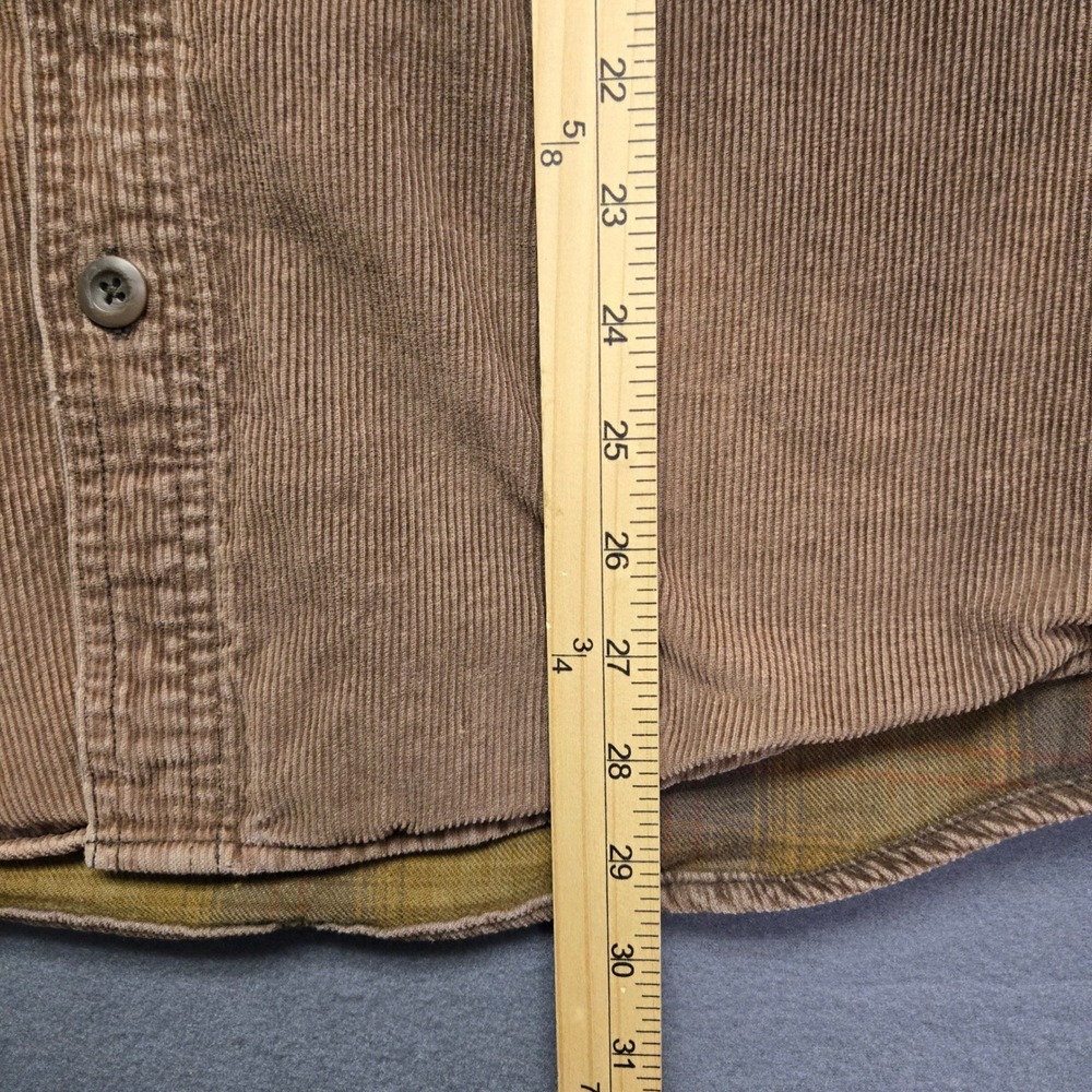 Vintage Distressed Corduroy Shirt Flannel Lined Gorpcore Earth Brown Rustic - Picture 8 of 10